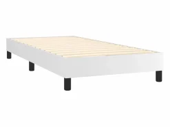 Clicnbuy Estructura de cama box spring cuero sintético blanco 90x190 cm New