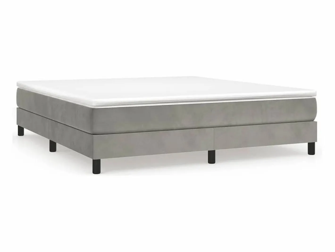 Estructura de cama box spring terciopelo gris claro 160x200 cm^Clicnbuy Online