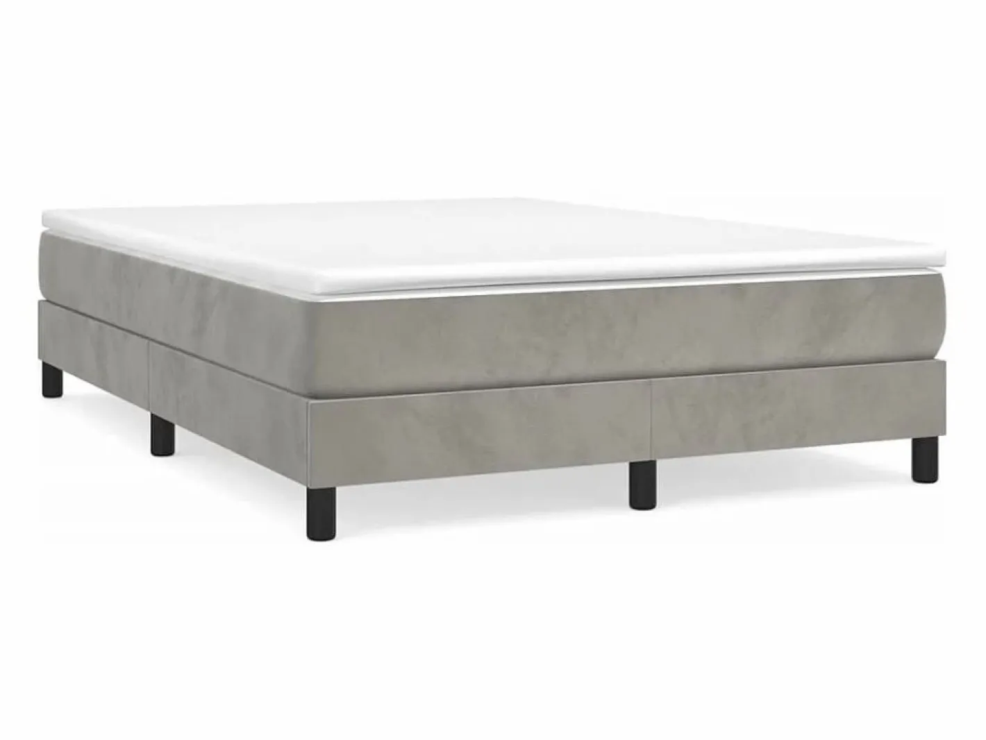 Clicnbuy Somier - 140X190Cm|Estructura de cama box spring terciopelo gris claro 140x190 cm