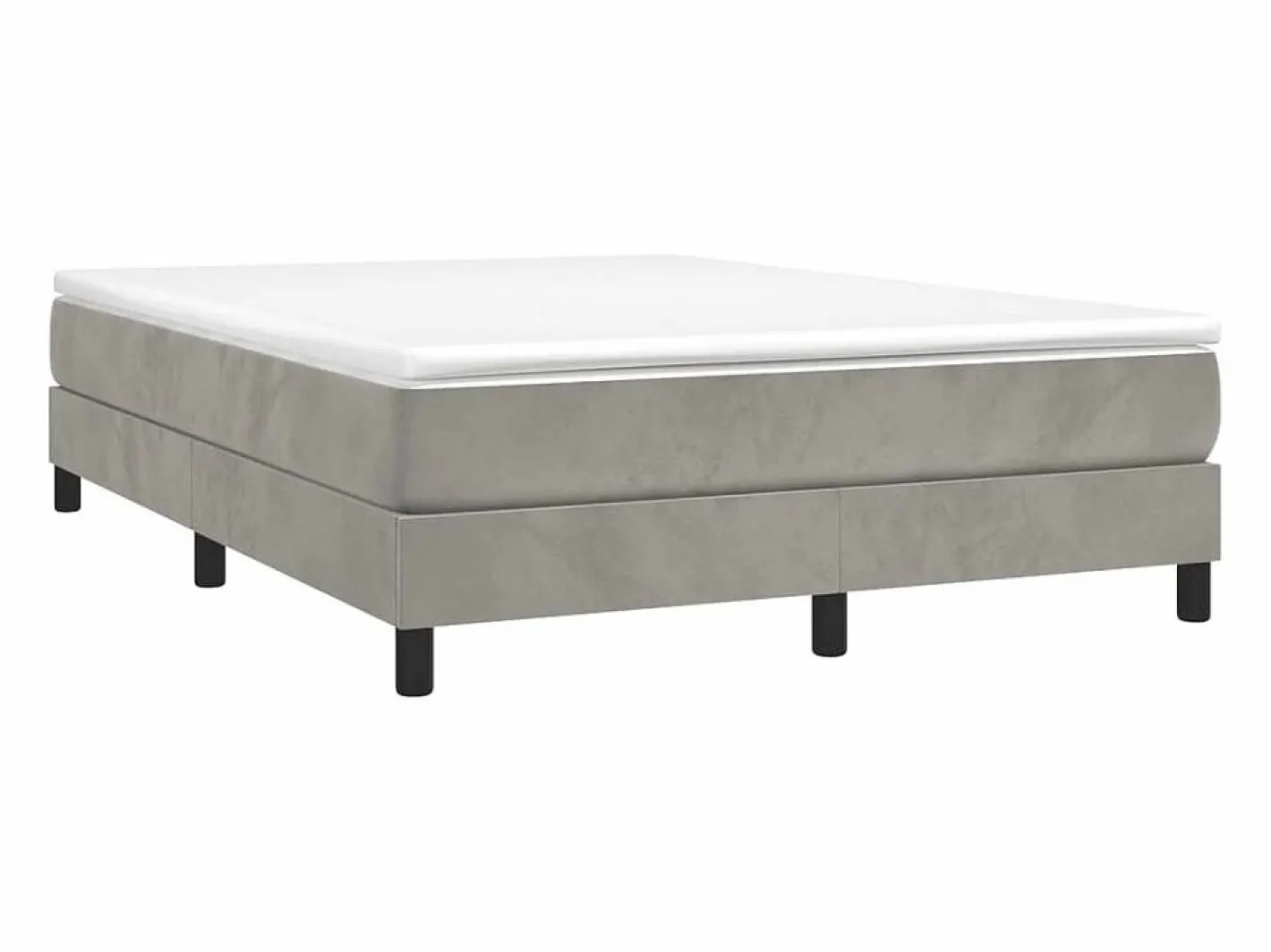 Clicnbuy Somier - 140X190Cm|Estructura de cama box spring terciopelo gris claro 140x190 cm