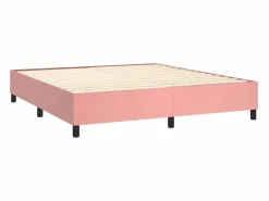 Clicnbuy Somier - 160X200Cm|Estructura de cama box spring terciopelo rosa 160x200 cm
