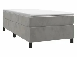 Clicnbuy Somier - 90X190Cm|Estructura de cama box spring terciopelo gris claro 90x190 cm