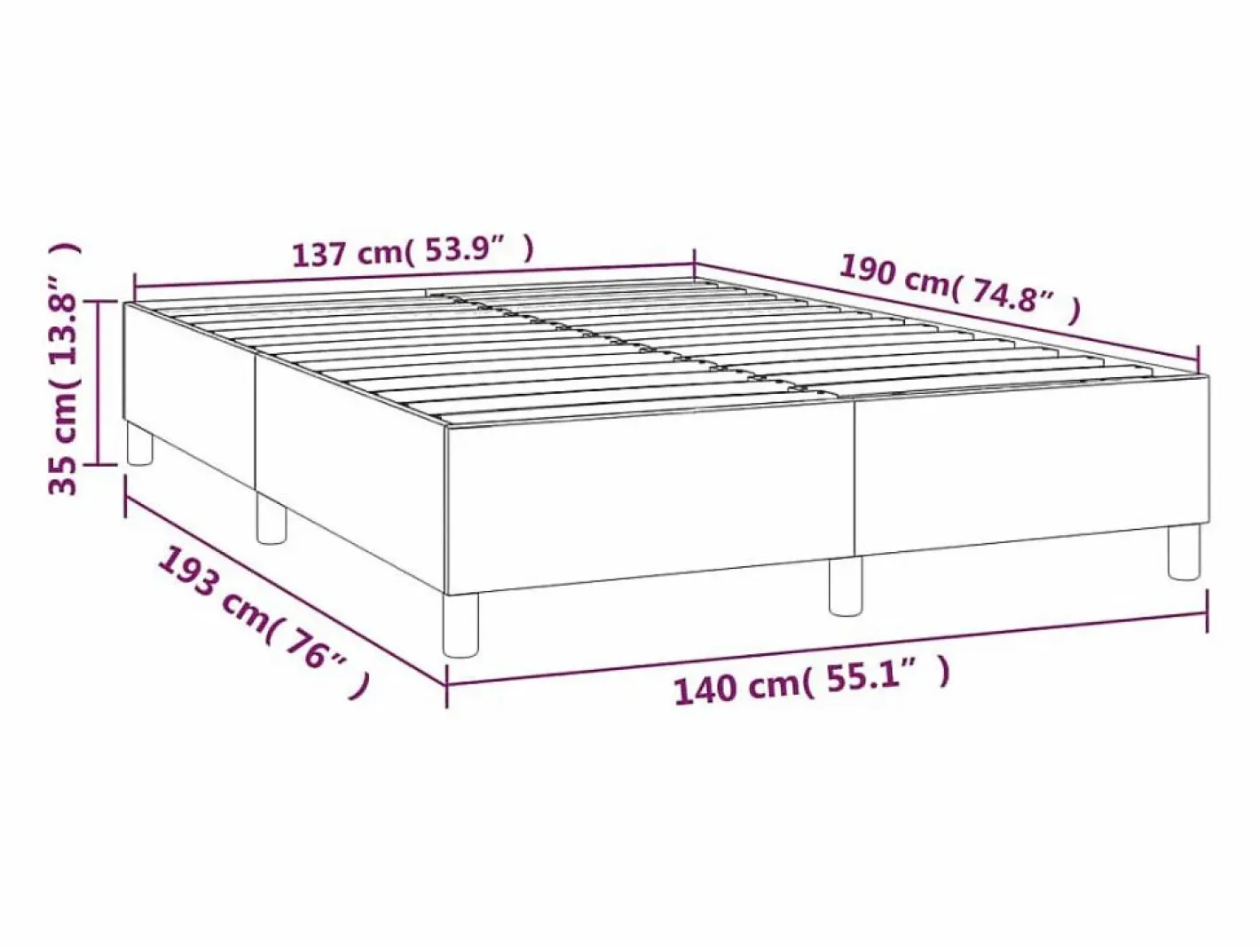 Clicnbuy Somier - 140X190Cm|Estructura de cama box spring terciopelo azul oscuro 140x190 cm