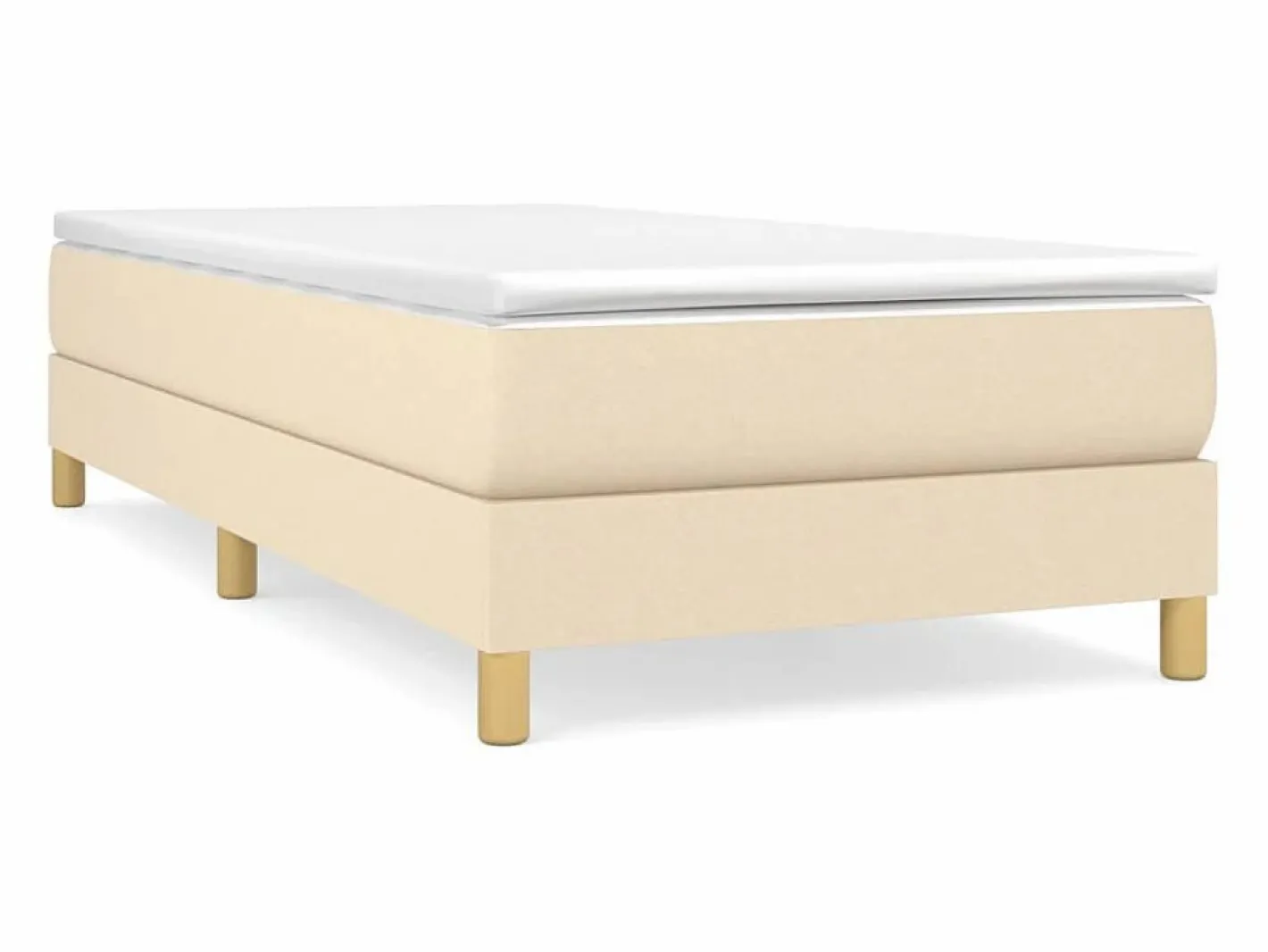 Clicnbuy Somier - 90X190Cm|Estructura de cama box spring tela color crema 90x190 cm