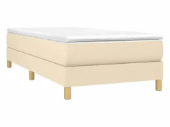 Clicnbuy Somier - 90X190Cm|Estructura de cama box spring tela color crema 90x190 cm