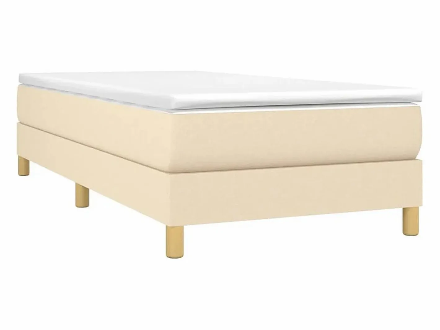 Clicnbuy Somier - 90X190Cm|Estructura de cama box spring tela color crema 90x190 cm