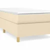 Clicnbuy Somier Tapizado|Estructura de cama box spring tela color crema 90x200 cm