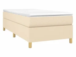 Clicnbuy Somier Tapizado|Estructura de cama box spring tela color crema 90x200 cm