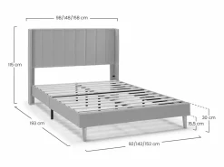 VS Venta-stock Estructura de cama tapizada Noelia de 30 cm, 140x190 cm, Beige