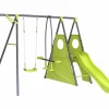 Estructura de juego metálica "Dany" con tobogán - 5 aparatos - Verde^Habitat et jardin Online