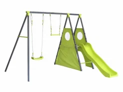 Estructura de juego metálica "Kylian" con tobogán - 4 aparatos -^Habitat et jardin Outlet