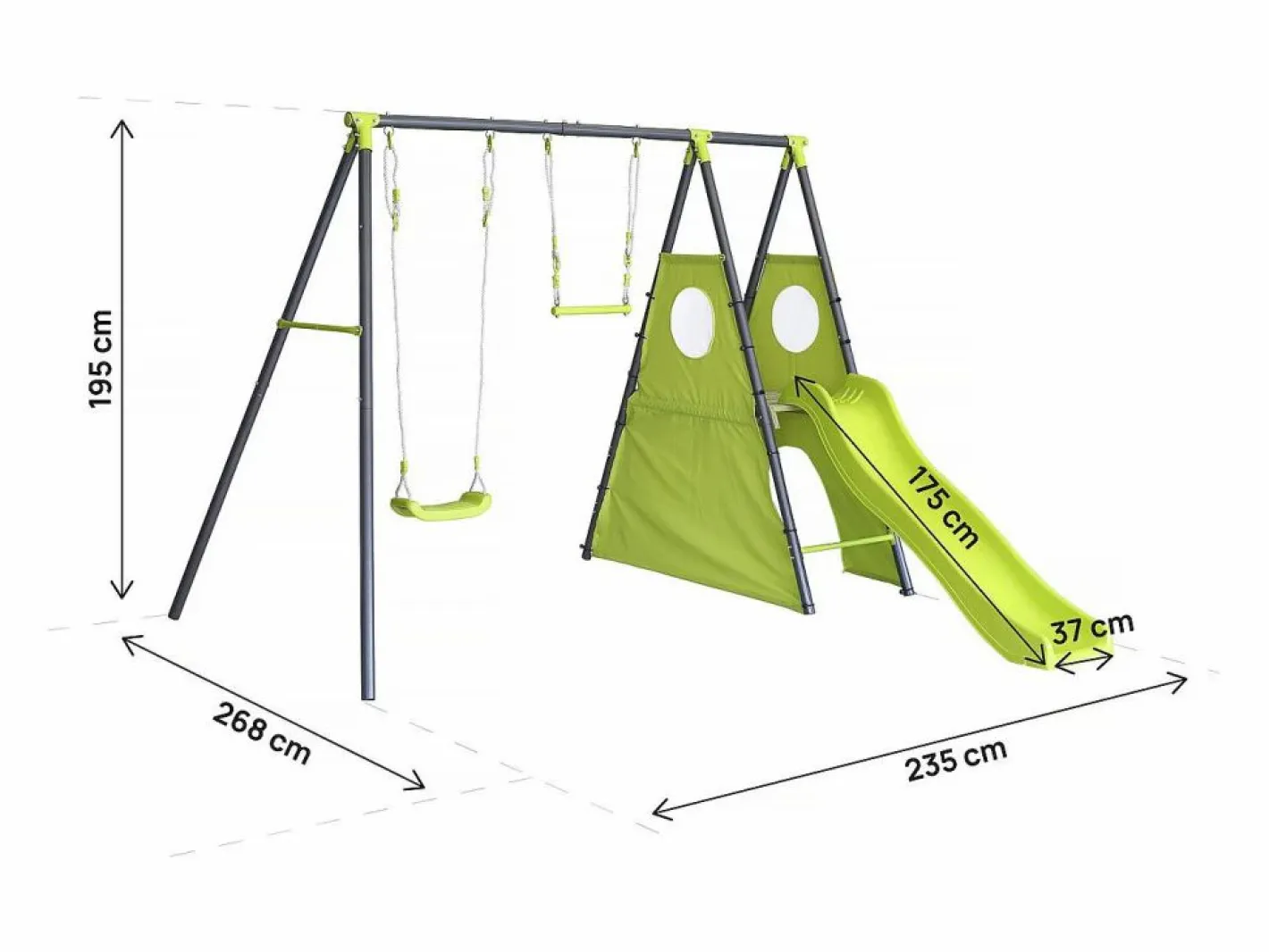 Estructura de juego metálica "Kylian" con tobogán - 4 aparatos -^Habitat et jardin Outlet