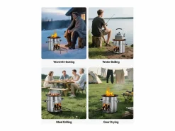 Estufa de Camping Rocket SucceBuy, Estufa de Leña Portátil de Acero Inoxidable, con Bolsa de Transporte, Puerta Simple, Estufa Cohete para Cocina y Calefacción^ Online