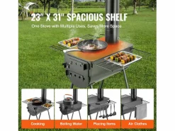 Estufa de Leña Portátil SucceBuy, 262 cm, Estufa de Camping para Barbacoa con Tubos para Exteriores Negro