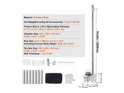 Brasero|Estufa de Leña Portátil SucceBuy, 202 cm, Estufa Barbacoa para Tienda de Campaña con Tubos