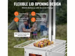 Brasero|Estufa de Leña Portátil SucceBuy, 202 cm, Estufa Barbacoa para Tienda de Campaña con Tubos