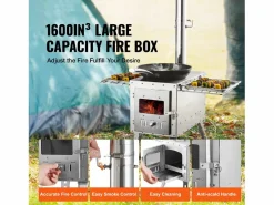 Brasero|Estufa de Leña Portátil SucceBuy para Acampada, Fabricada en Acero Inoxidable con Tubos de Chimenea