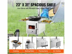 Brasero|Estufa de Leña Portátil SucceBuy para Acampada, Fabricada en Acero Inoxidable con Tubos de Chimenea