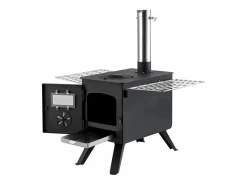 Estufa de Leña Portátil SucceBuy, 217 cm, Estufa Barbacoa para Tienda de Campaña con Tubos Negro Hot