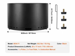 Estufa de Leña sin Humo SucceBuy Bonfire, 710 mm de Diámetro, en Acero Inoxidable^ Online
