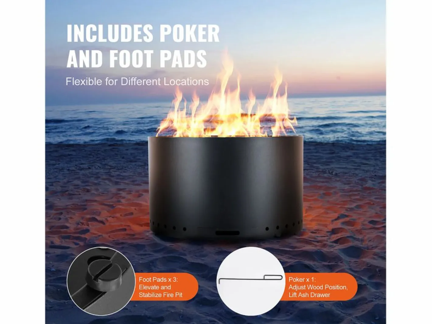 Estufa de Leña sin Humo SucceBuy Bonfire, 710 mm de Diámetro, en Acero Inoxidable^ Online