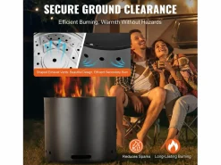 Estufa de Leña sin Humo SucceBuy Bonfire, 380 mm de Diámetro, en Acero Inoxidable Negro Clearance