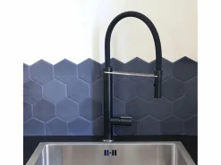 Essebagno Grifo De Cocina|Exil Grifo mezclador de fregadero con ducha extraíble y efecto acero inoxidable
