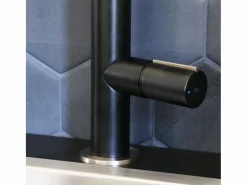 Essebagno Grifo De Cocina|Exil Grifo mezclador de fregadero con ducha extraíble y efecto acero inoxidable
