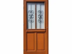 GD Menuiseries Exo Puerta de Entrada de Madera Modelo 'Syrah' 215X90 Mesa Auxiliar Derecha sin manilla Marru00f3n New