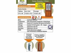 GD Menuiseries Exo Puerta de Entrada de Madera Modelo 'Syrah' 215X90 Mesa Auxiliar Derecha sin manilla Marru00f3n New