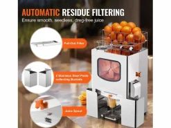 Exprimidor de Jugo de SucceBuy Extractorde Jugo de Comercial 120 W, Exprimidor de Cítricos en Acero Inoxidable con Caja de Filtro Extraíble^ Discount