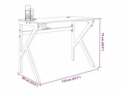 Garden Furniture Faril Escritorio gaming con patas en forma de K 110x60x75 cm Negro Best