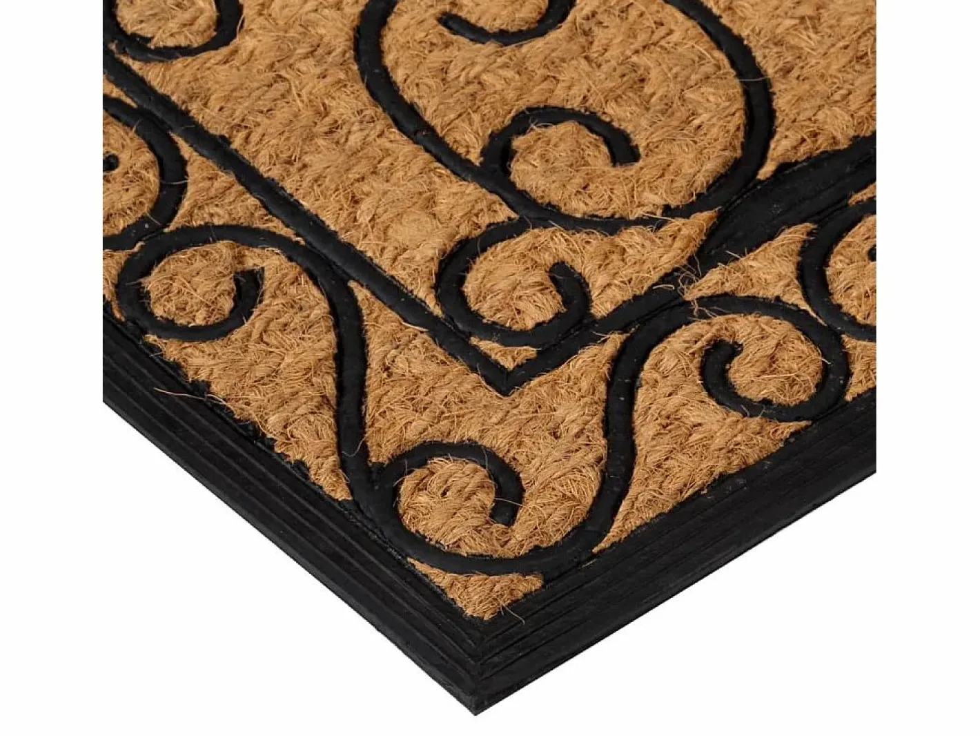 Felpudo rectangular de goma y fibra de coco 45x75 cm ES167329 Marru00f3n Online