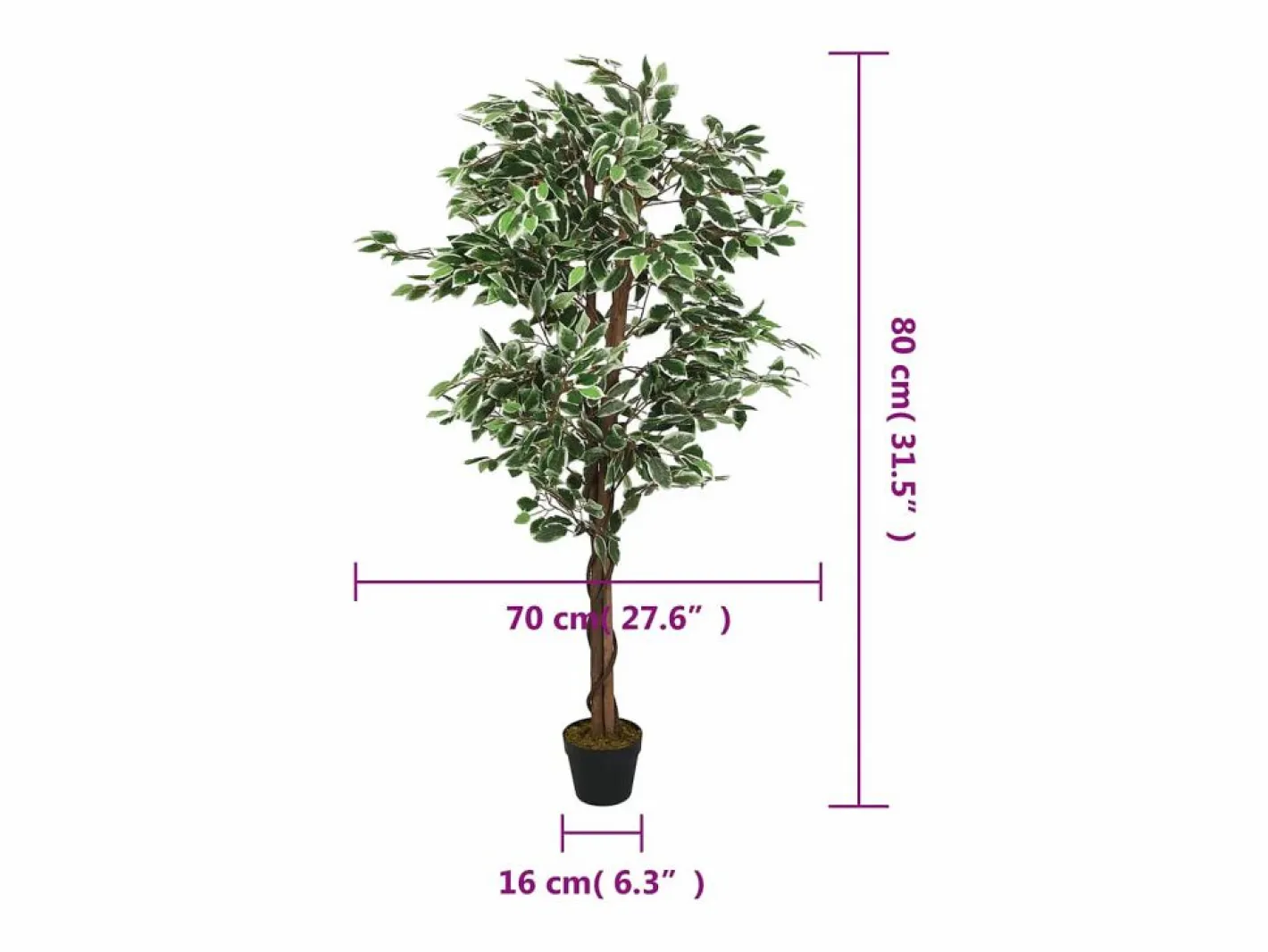 Ficus artificial 378 hojas 80 cm Verde New