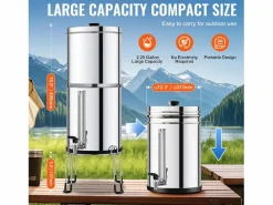 Pequeño Electrodoméstico|Filtro de Agua Alimentado por Gravedad SucceBuy, Sistema de Filtración de Agua por Gravedad 8,5 L 2 Filtros