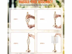 Florero SucceBuy - Juego de 12 Jarrones de Cristal de 49 cm, s, con Diseño Floral, para Bodas y Ceremonias, Metal/^ Sale