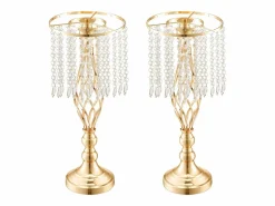 Florero SucceBuy - Juego de 12 Jarrones de Cristal de 49 cm, s, con Diseño Floral, para Bodas y Ceremonias, Metal/^ Sale