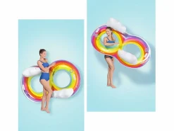 Flotador Hinchable Doble para Playa o Piscina Rainbow Dreams Swin Tube 172x102 cm con 2 Posavasos^Bestway Clearance
