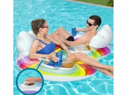 Flotador Hinchable Doble para Playa o Piscina Rainbow Dreams Swin Tube 172x102 cm con 2 Posavasos^Bestway Clearance