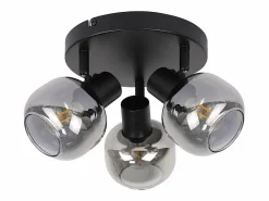 NETTLIFE Foco de techo de 3 llamas - Foco de techo redondo moderno de vidrio con giro de 350° para sala de estar Negro Discount