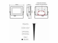 Foco LED para exterior Sky 20 W IP65 4000 K Corten - 2450 lm, aluminio, haz de 110°, Beneito Faure Marru00f3n New