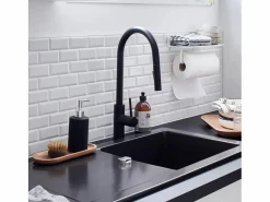 Essebagno Foga Mezclador de fregadero con teleducha extraíble en mate Negro Hot