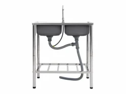 Fregadero|Fregadero de camping doble con grifo de acero inoxidable
