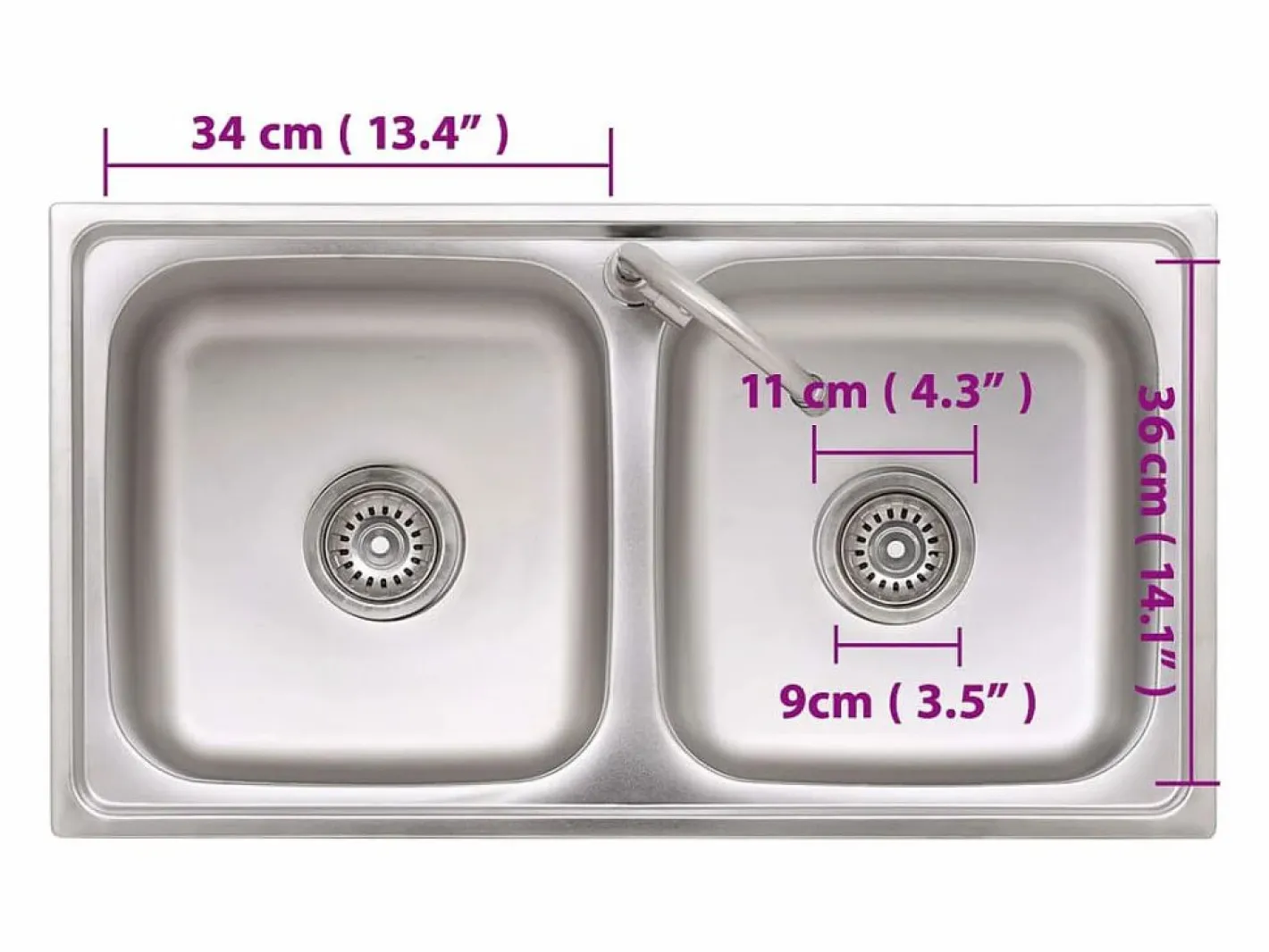Fregadero|Fregadero de camping doble con grifo de acero inoxidable