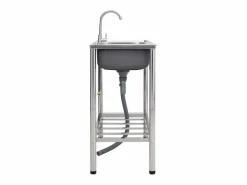 Fregadero de camping doble seno y grifo acero inoxidable ES858518 Plateado Clearance