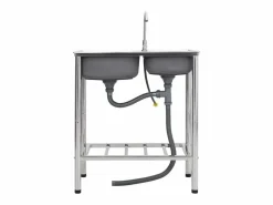 Fregadero|Fregadero de camping doble con grifo de acero inoxidable