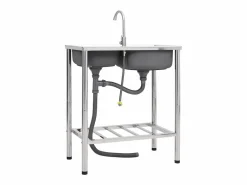 Fregadero|Fregadero de camping doble con grifo de acero inoxidable