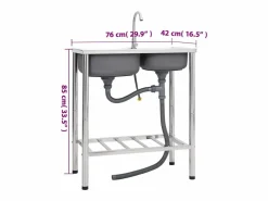 Fregadero|Fregadero de camping doble con grifo de acero inoxidable