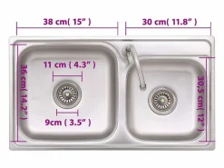 Fregadero|Fregadero de camping doble con grifo de acero inoxidable