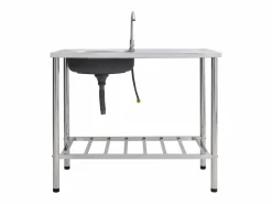 Fregadero de camping individual con grifo de acero inoxidable Plateado Best